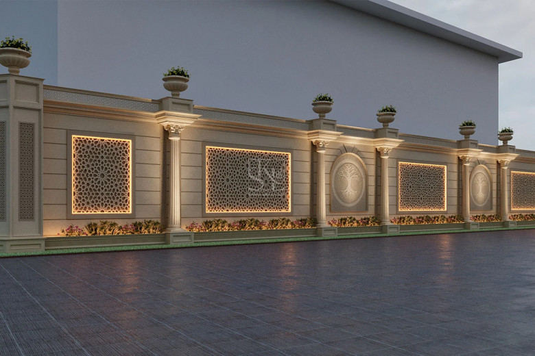 Boundary wall Design - Concept 1 - Stone Art By SKL
