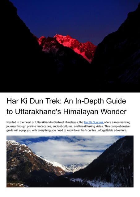 Har Ki Dun Trek An In-Depth Guide to Uttarakhand's Himalayan Wonder.pdf | Free Download