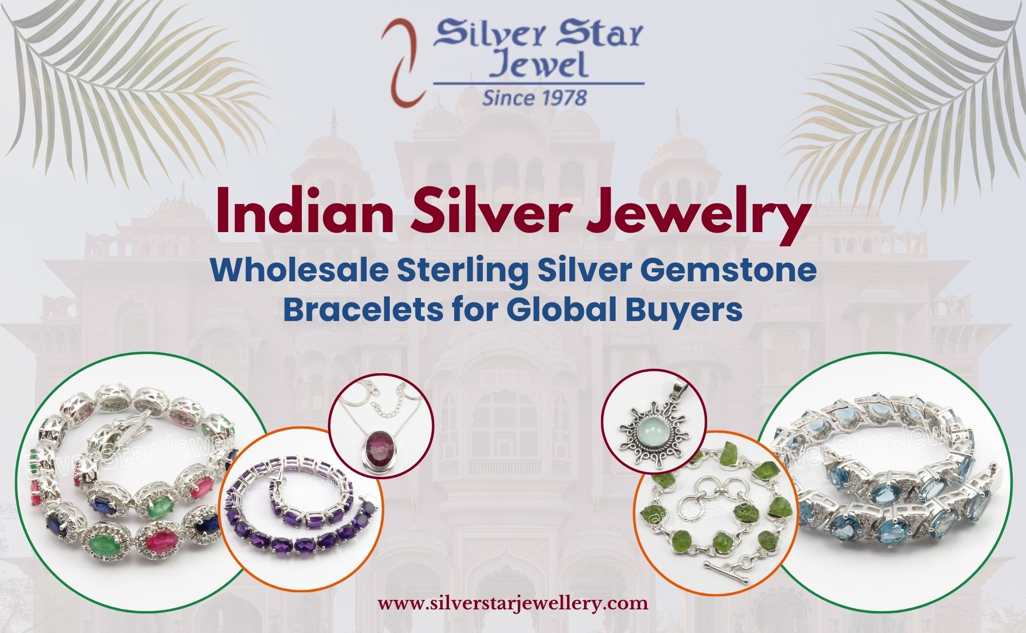 Indian Silver Jewelry: Wholesale Sterling Silver Gemstone Bracelets for Global Buyers